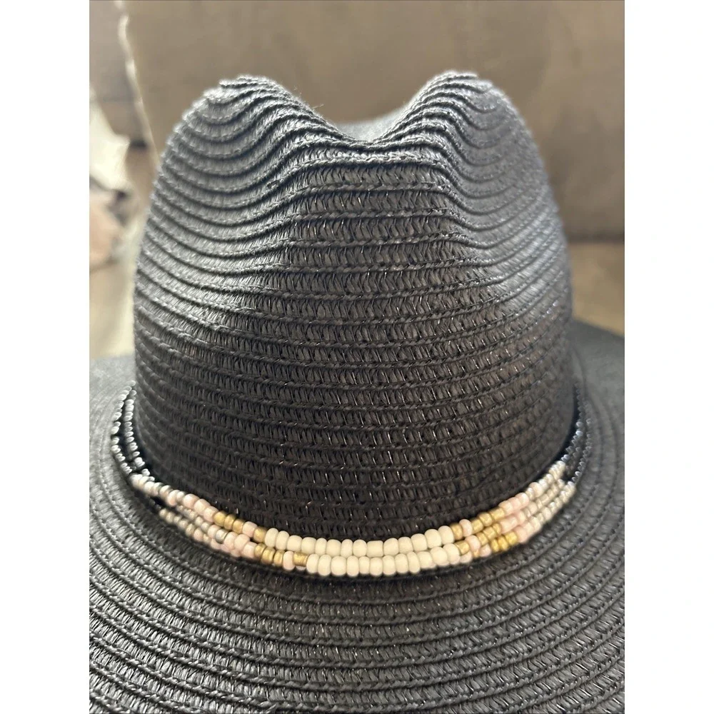 Bindya New York Ladies Decorated Black Woven Cowgirl Style Hat Fall